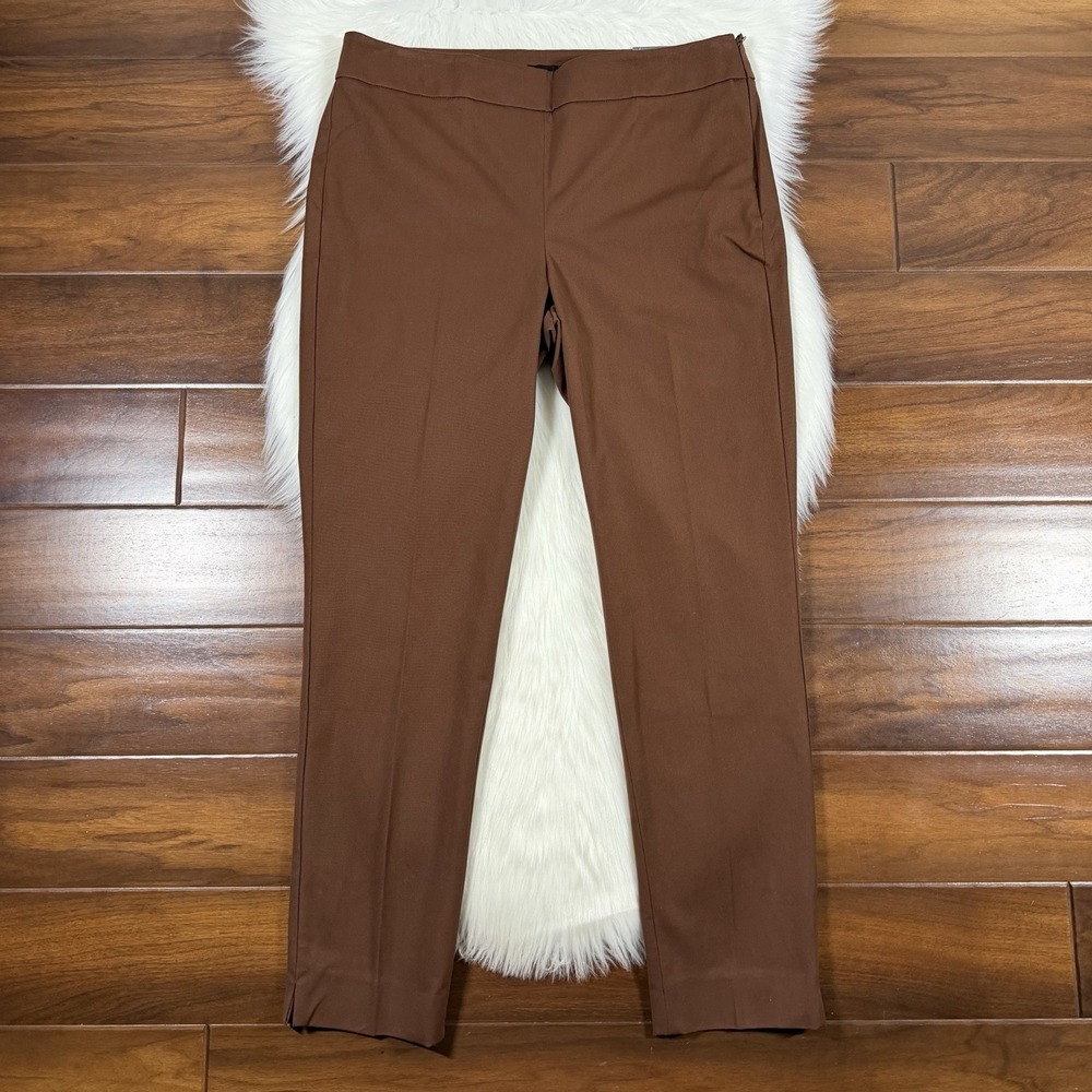 Talbots Women's Size 12 Brown Chatham Slim Leg Ankle Pants Side Zip